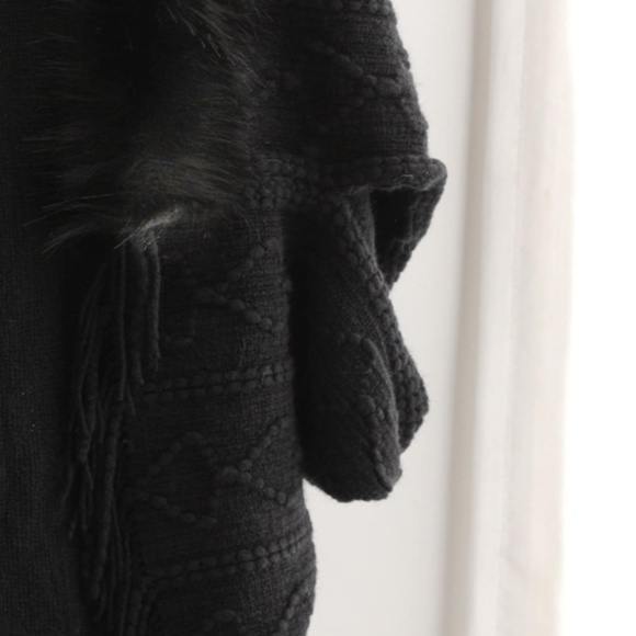 Classic Dusty Pink Vegan Fur Tassel Hem Open Front Cardigan Luxe - Picture 11 of 11